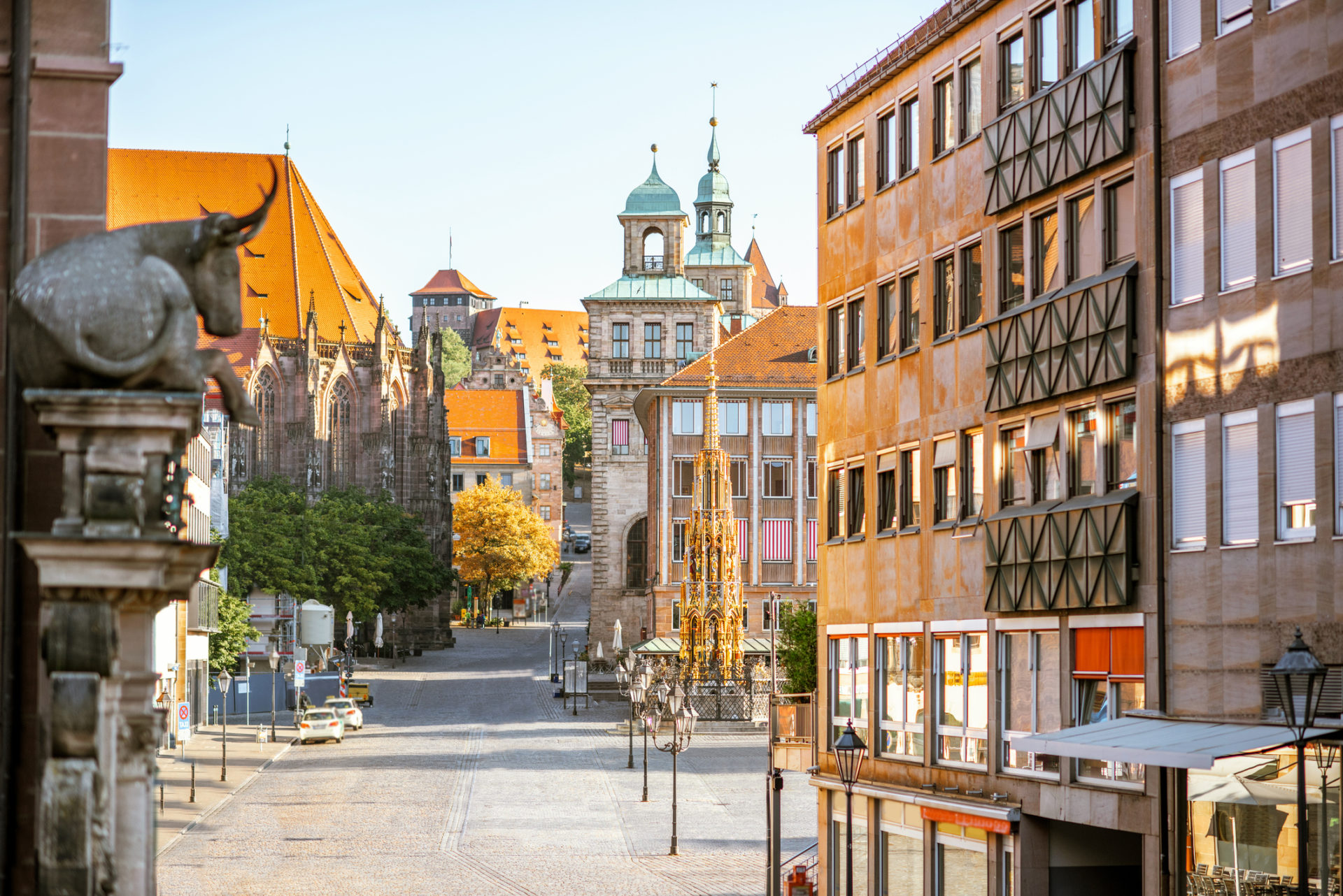 Ein Ausblick auf die Altstadt Nürnberg am frühen morgen.